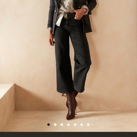 Banana Republic High waisted wide-leg crop jeans black size 26 - Picture 1 of 3